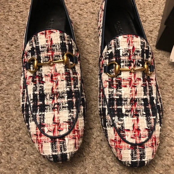Brand New Gucci Jordan Loafers Tweed with Silver Threads 38.5 - Picture 2 of 10